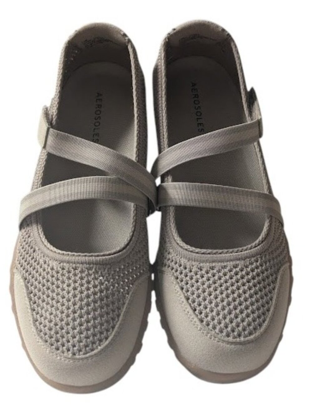 Aerosoles Mary Jane Womens Comfort Hook Loop Slip On Taupe Sneaker Size 7.5 NWOB